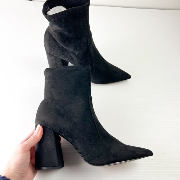 Steve Madden Bootie womens 10 Janson Black Ankle Faux Suede Block Heel - Picture 6 of 11